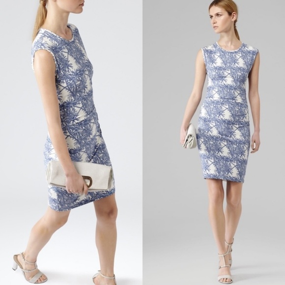Reiss Dresses & Skirts - Reiss Rica Palm Tree Print Jersey Ruched Penc